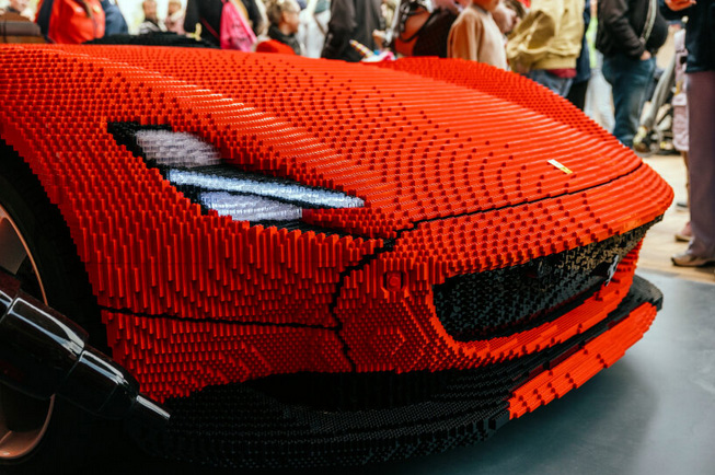 a full size ferrari monza SP1 recreated using 380,000+ LEGO bricks in world first