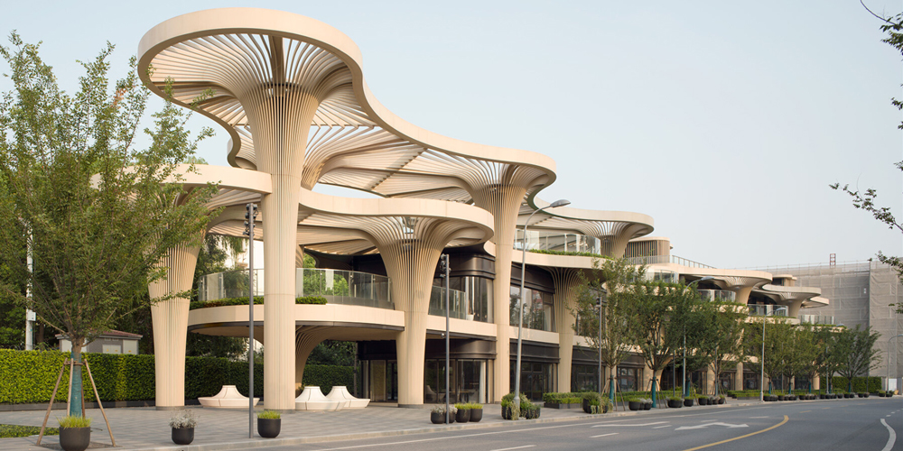 Koichi takada`s solar trees marketplace opens its doors in shanghai