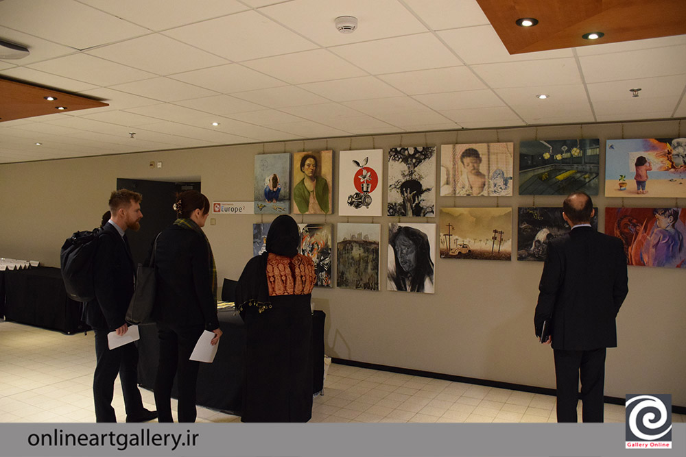 گزارش تصویری نمایشگاه نقاشی "بوی بادام" در حاشیه بیست و دومین کنفرانس منع سلاح های شیمیایی در لاهه هلند (بخش اول)