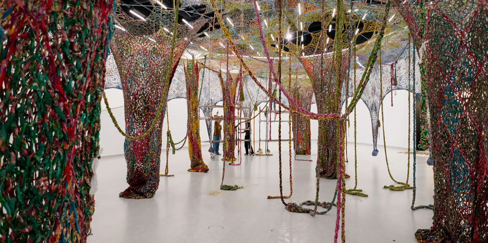 Ernesto neto weaves one of his largest installations yet for expansive MAAT show