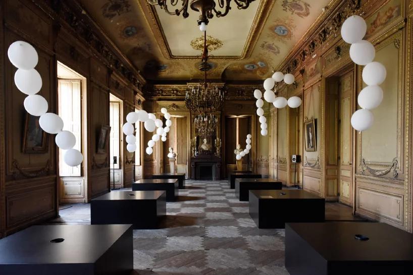 charles petillon interactive balloon installation generates sound and music