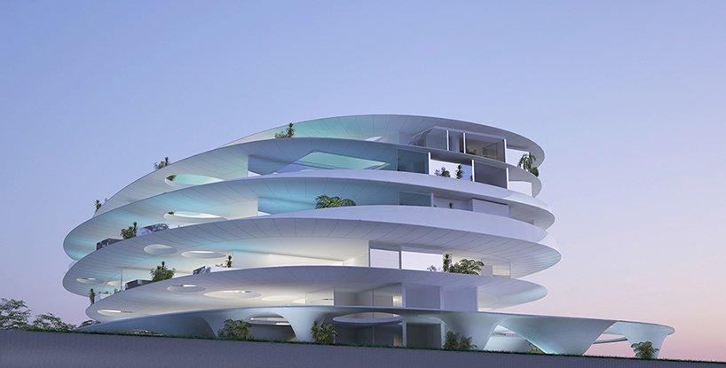 seashell-like reflective volumes form residential proposal in athens by 314 architecture studio