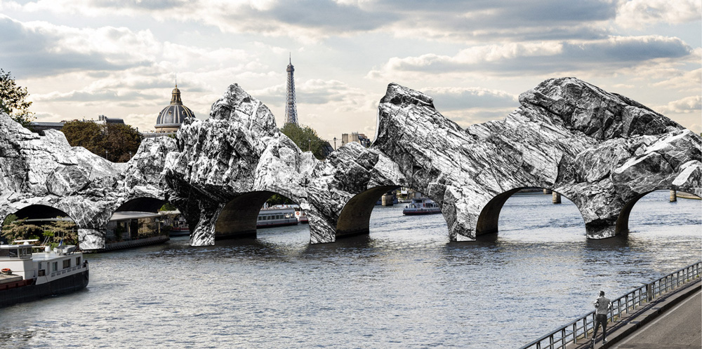 Honoring christo & jeanne-claude, JR will transform paris` pont neuf into a cavernous grotto